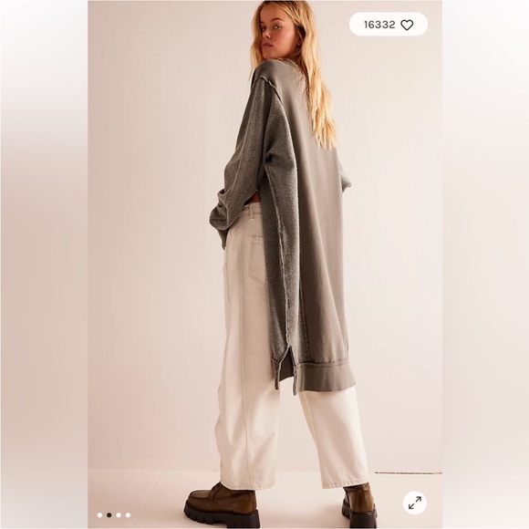 We The Free People light blue Long Button Cardigan Sweater oversized XL NWOT - Picture 2 of 16